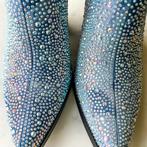 NIB Denim Rhinestone Boots - Picture 6 of 6